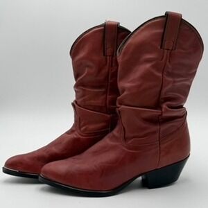 Laredo Western Boots Women 8.5M Red Slouchy Leather Pointed Toe Cowgirl